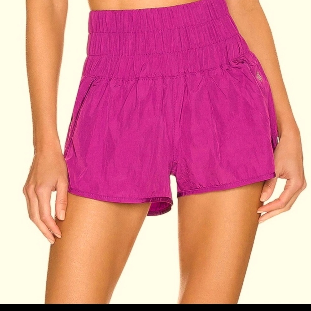 Free People Movement The Way Home Shorts Pink Pull On High Rise Womens Size L